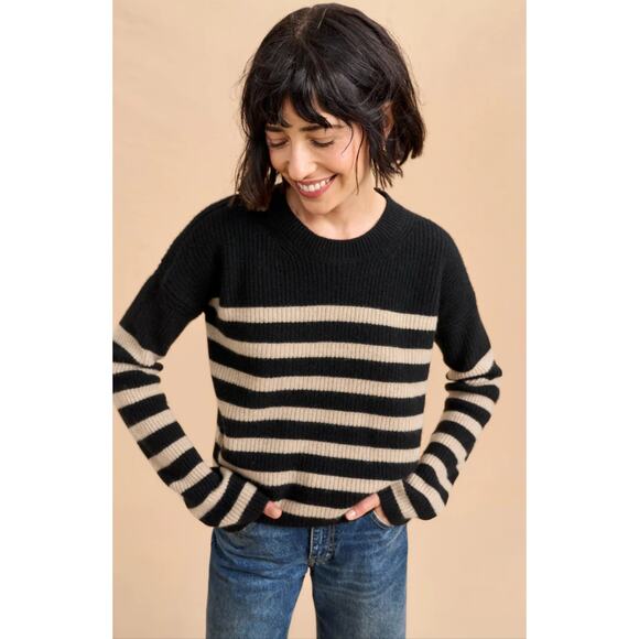 B45 La Ligne Cashmere Mini Striped Toujours Sweater XS French Girl Chic Preppy - Picture 1 of 9